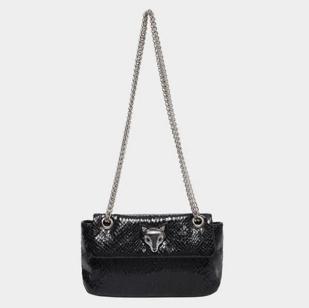 Betsey Johnson Slither & Shine Snake Embossed Crossbody Black Bag Rare NWT